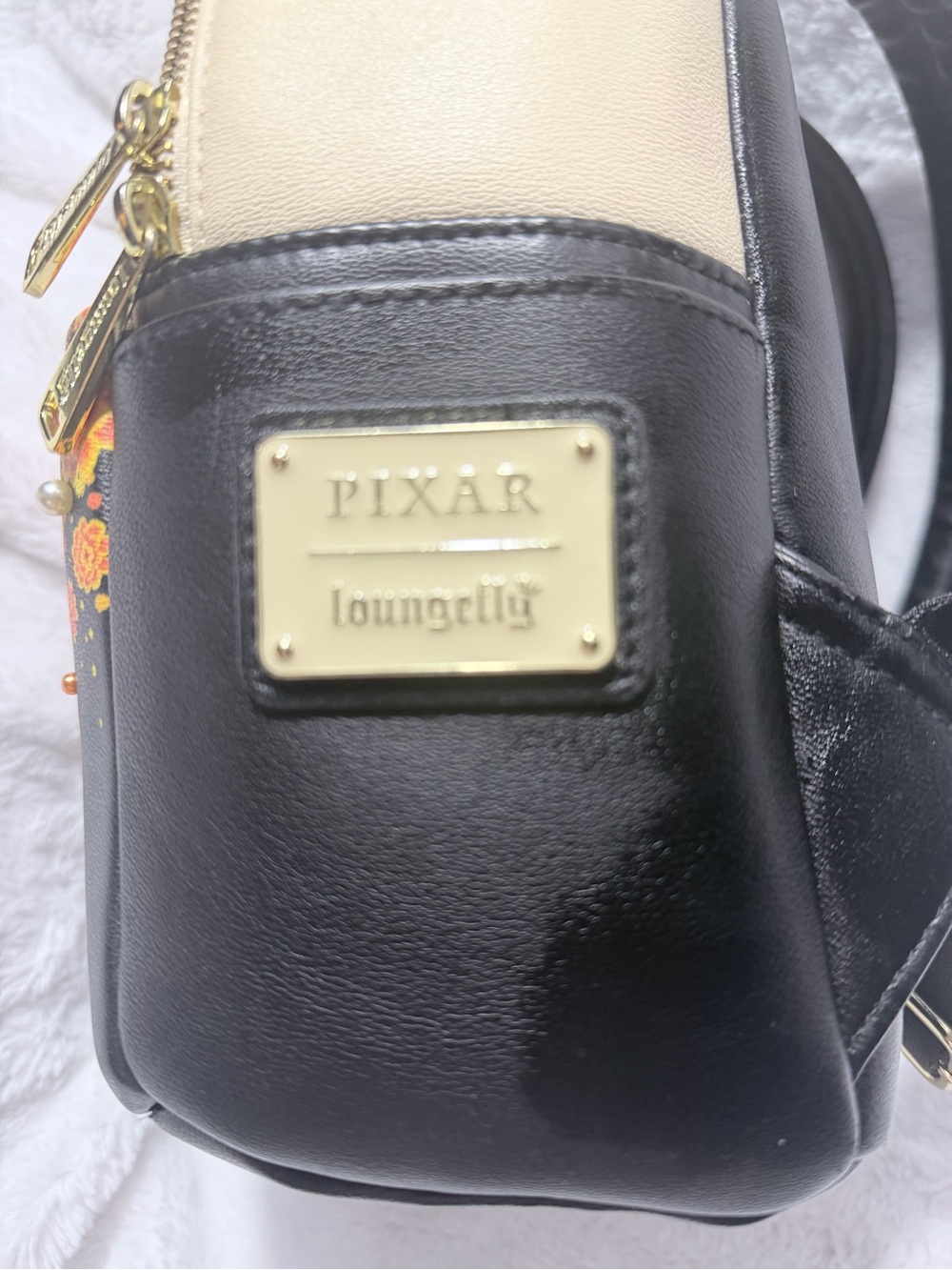 Loungefly Coco Mini Backpack in Black, Cream, Orange - Picture 2 of 4